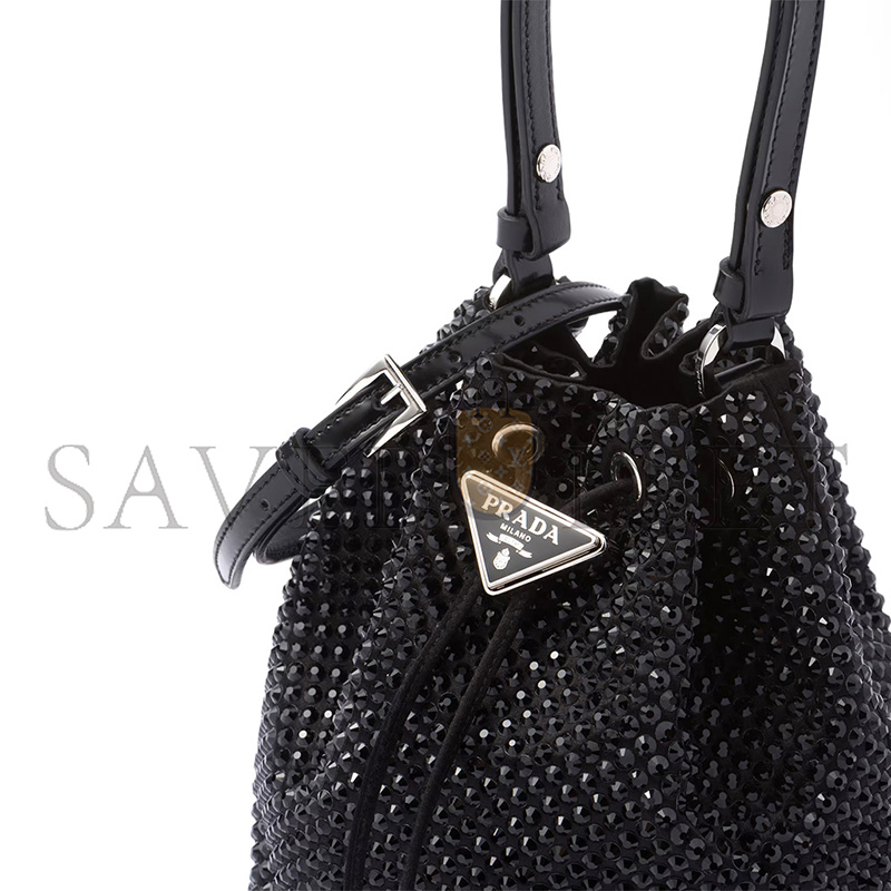 PRADA SATIN MINI-BAG WITH CRYSTALS 1BE067 (19.5*15.5*10cm) PRADA SATIN MINI-BAG WITH CRYSTALS 1BE067 (19.5*15.5*10cm)
